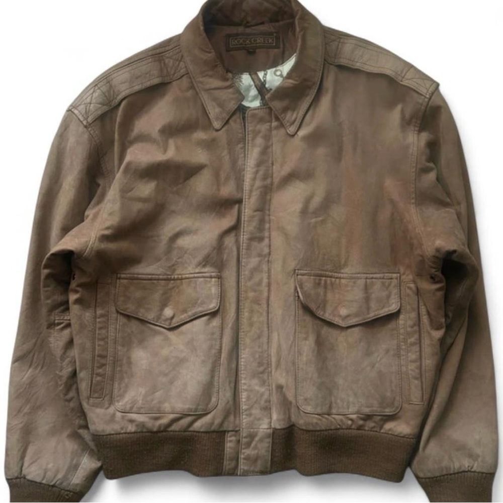 Vintage Brown Suede Leather Bomber Jacket